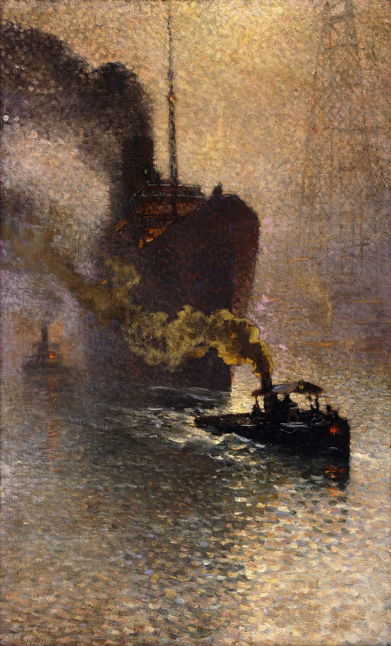 In Rimorchio sul Tamigi nella Nebbia da Emile Claus