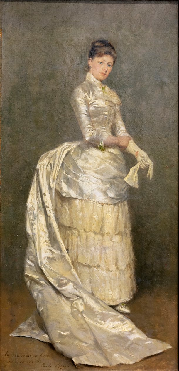 Ritratto della signora Claus nel suo abito da sposa da Emile Claus