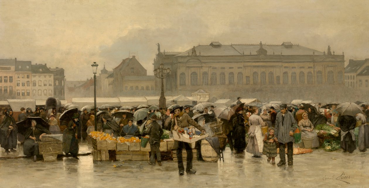 Il mercato di fronte al teatro di Anversa da Emile Claus