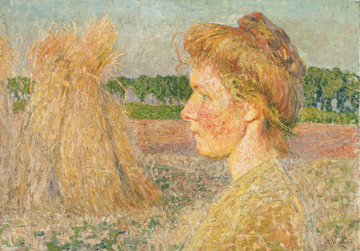 Profilo di donna e covoni da Emile Claus