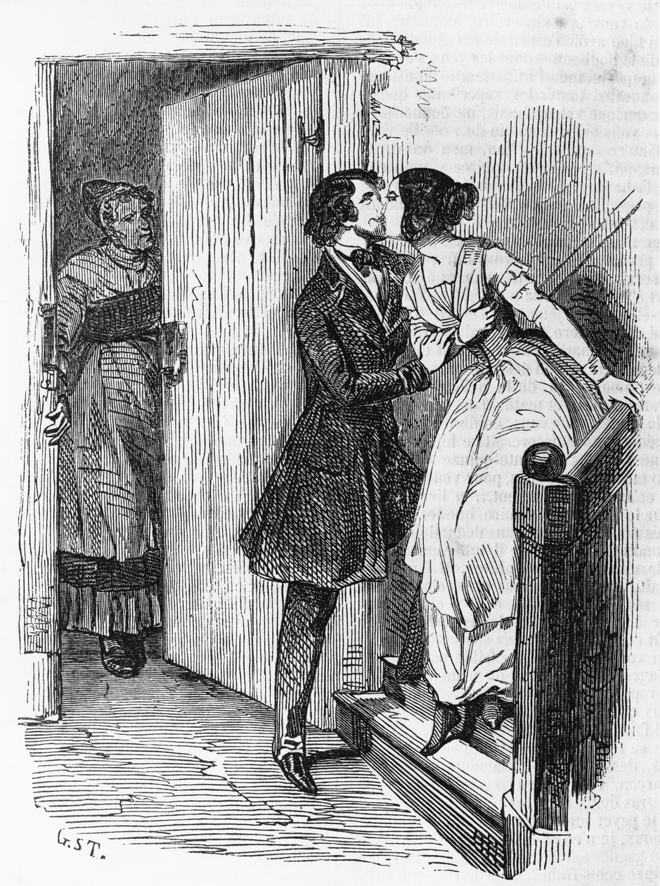 Illustrazione per Eugenie Grandet, romanzo di Honore de Balzac dalla collezione in più volumi intitolata Commedia Umana, incisione di Emile Deschamps da Emile Deschamps