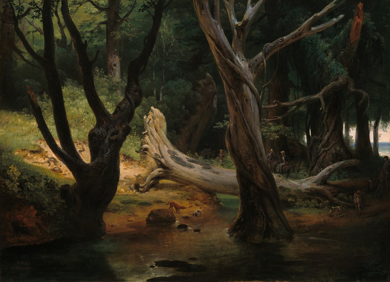 Partenza per la caccia nelle paludi pontine, 1833 da Emile Jean Horace Vernet