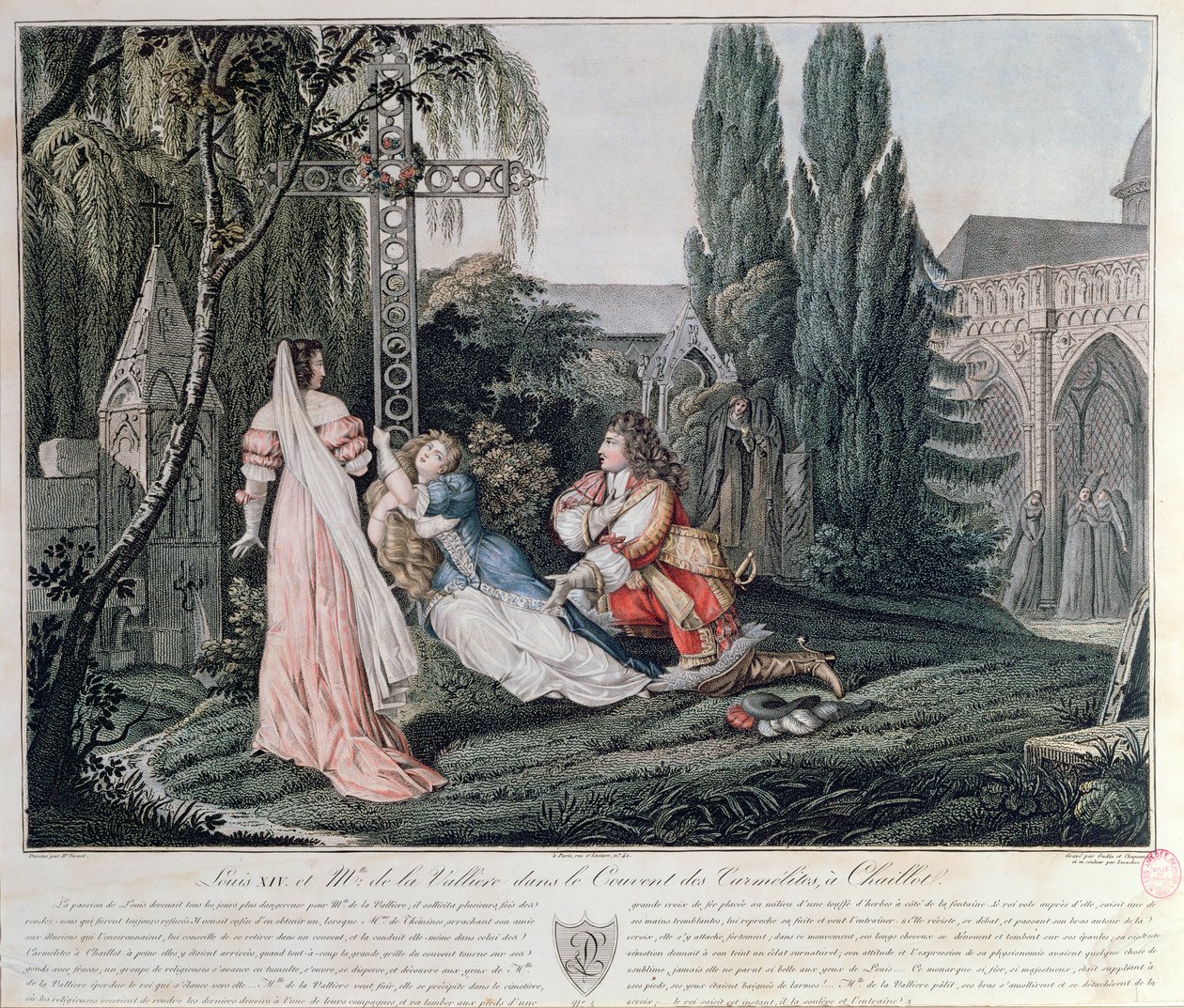 Luigi XIV insegue Louise de la Valliere che si era rifugiata dopo una lite nel 1662 con il re nel convento delle Carmelitane a Chaillot da Emile Jean Horace Vernet