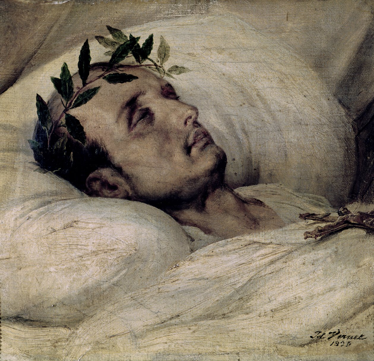 Napoleone I (1769-1821) sul letto di morte da Emile Jean Horace Vernet