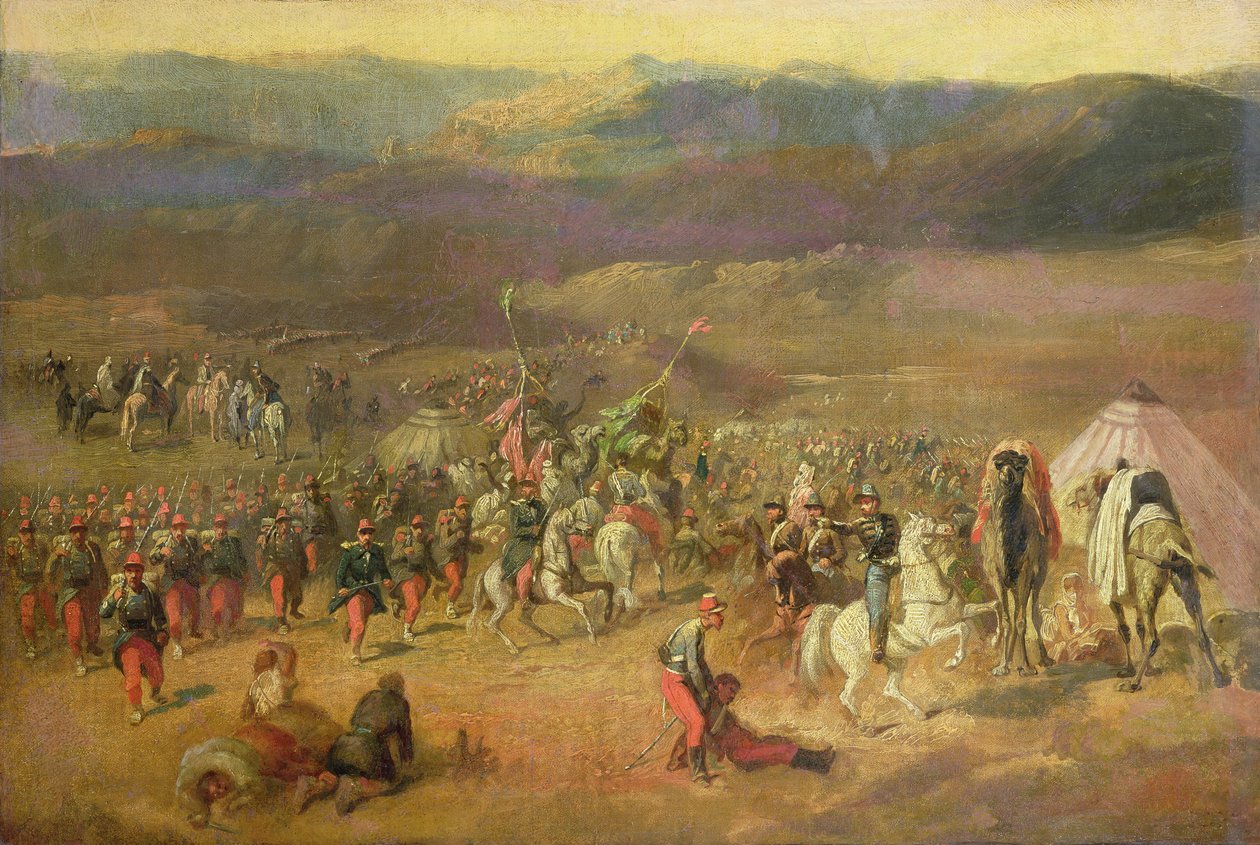 La Cattura del Seguito di Abd-el-Kader (1808-83) o, La Battaglia di Isly il 14 agosto 1844, 1844-63 da Emile Jean Horace Vernet