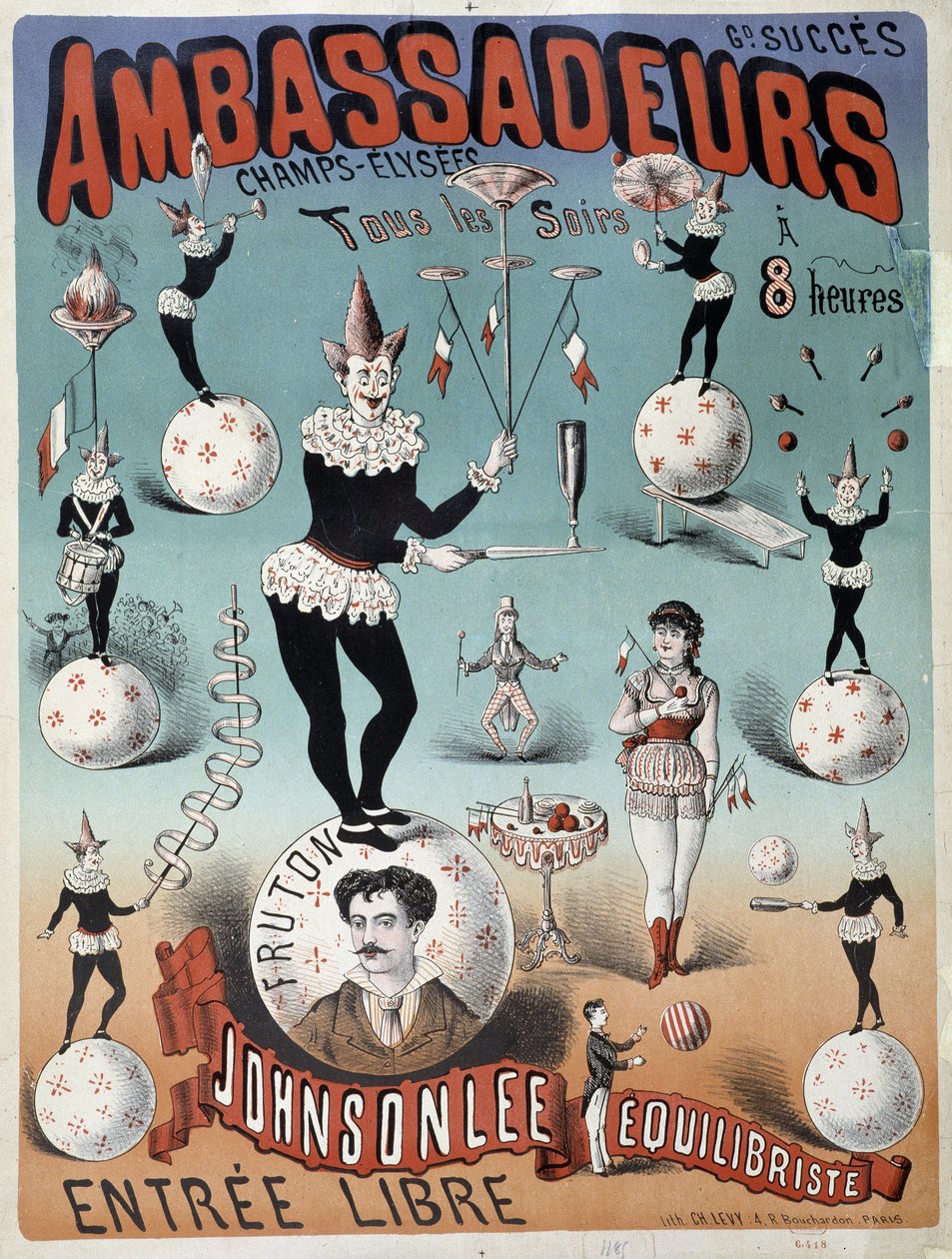 Johnsonlee, equilibrista, agli Ambassadeurs - Poster di Lévy, fine XIX secolo da Emile Levy