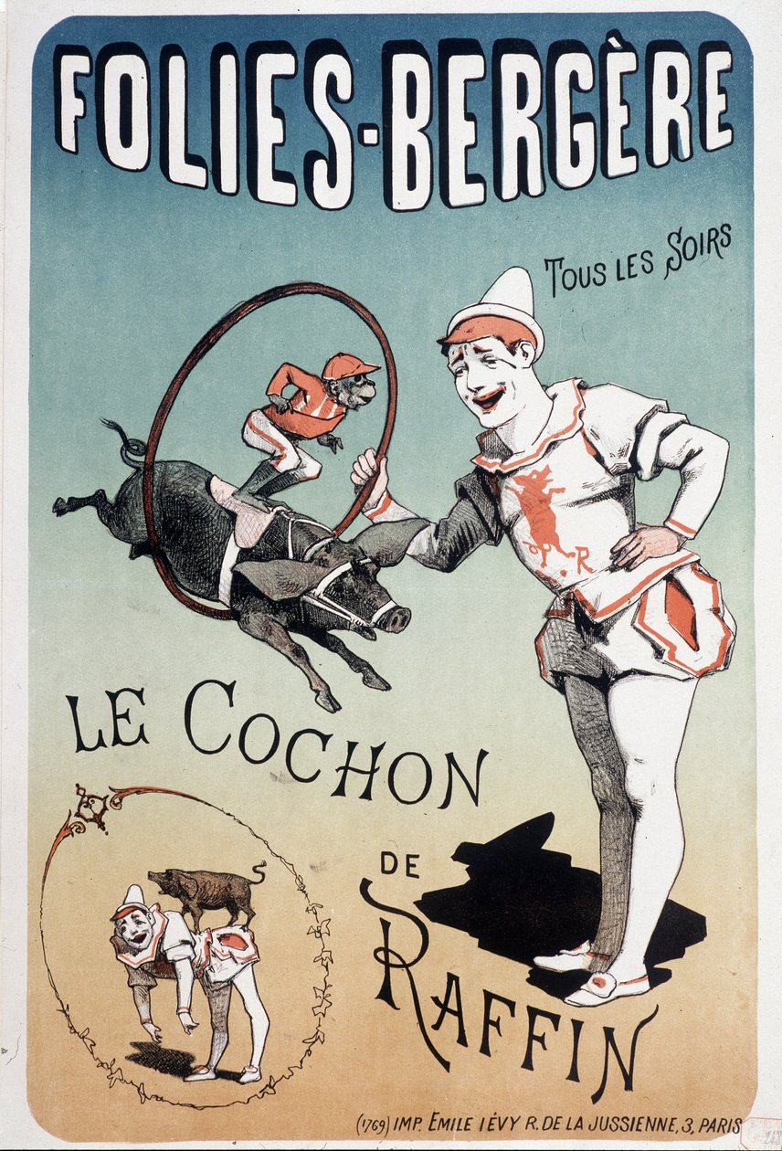 Spettacolo: il maiale di Raffin, al Folies-Bergère - Poster di Lévy, fine XIX secolo da Emile Levy