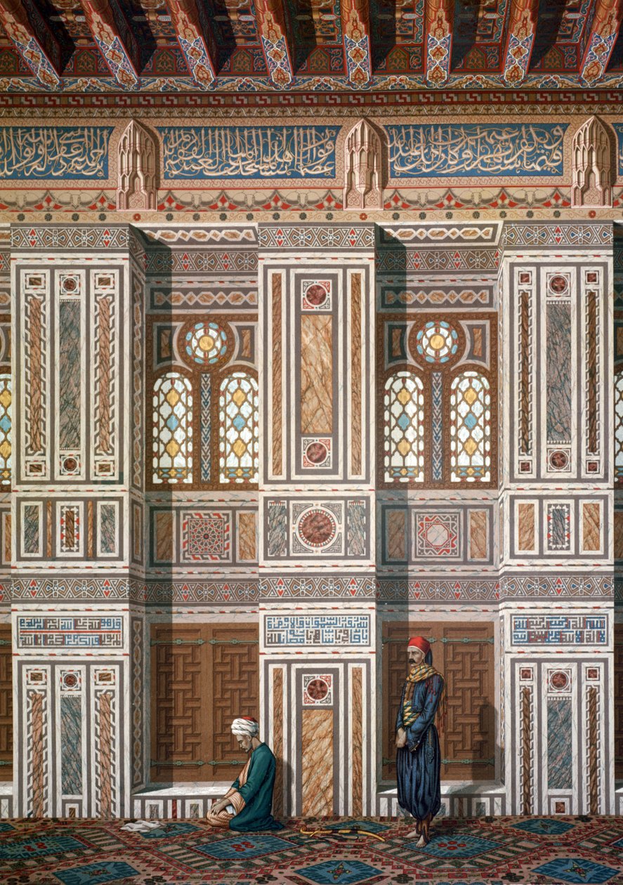 Interno della Moschea di Khosne Ahmed el-Bordeyny. Cromolitografia dopo Emile Prisse d