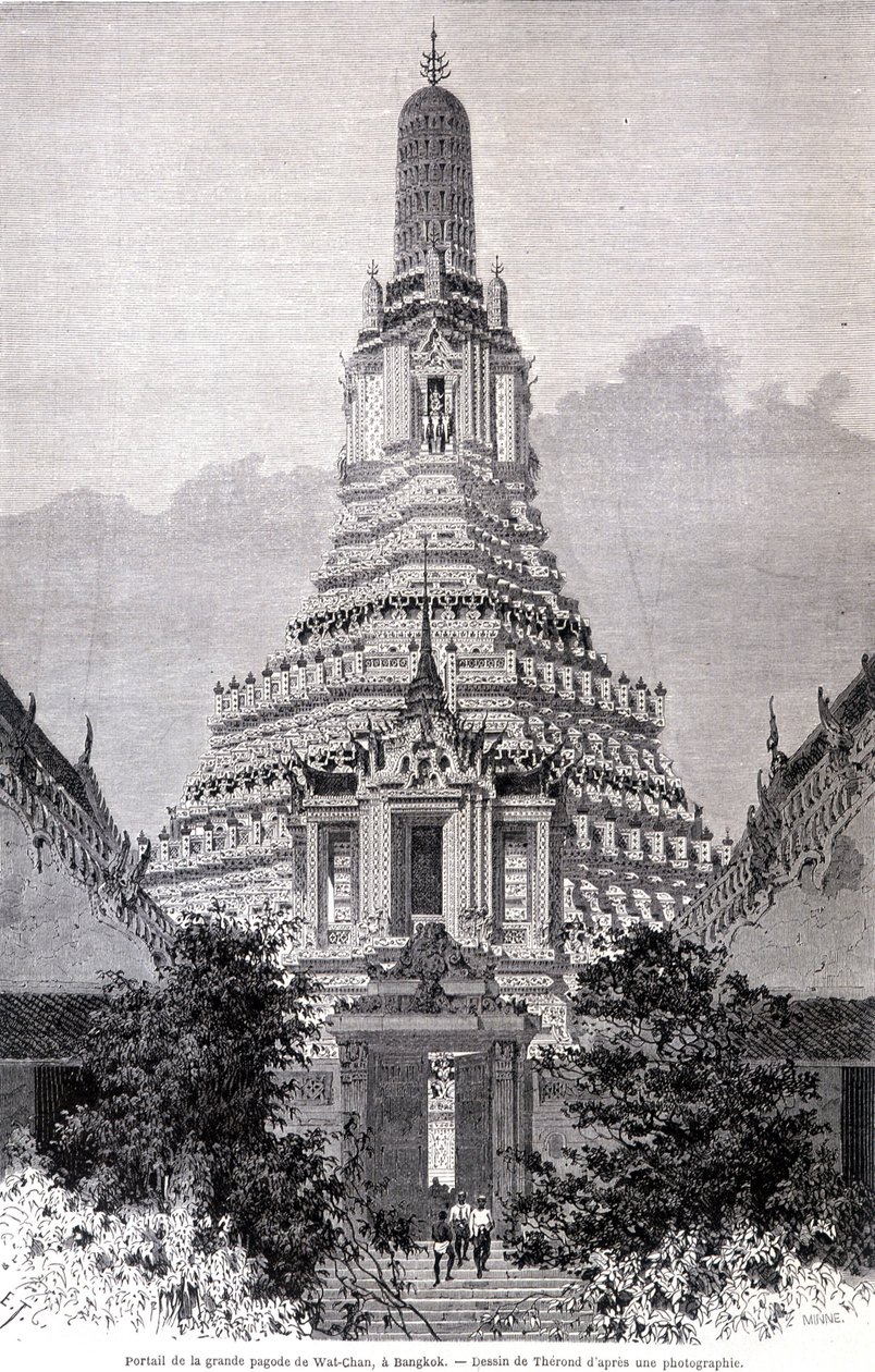 Portale della Grande Pagoda Wat-Chan, Bangkok. Disegno di Thérond da Emile Theodore Therond