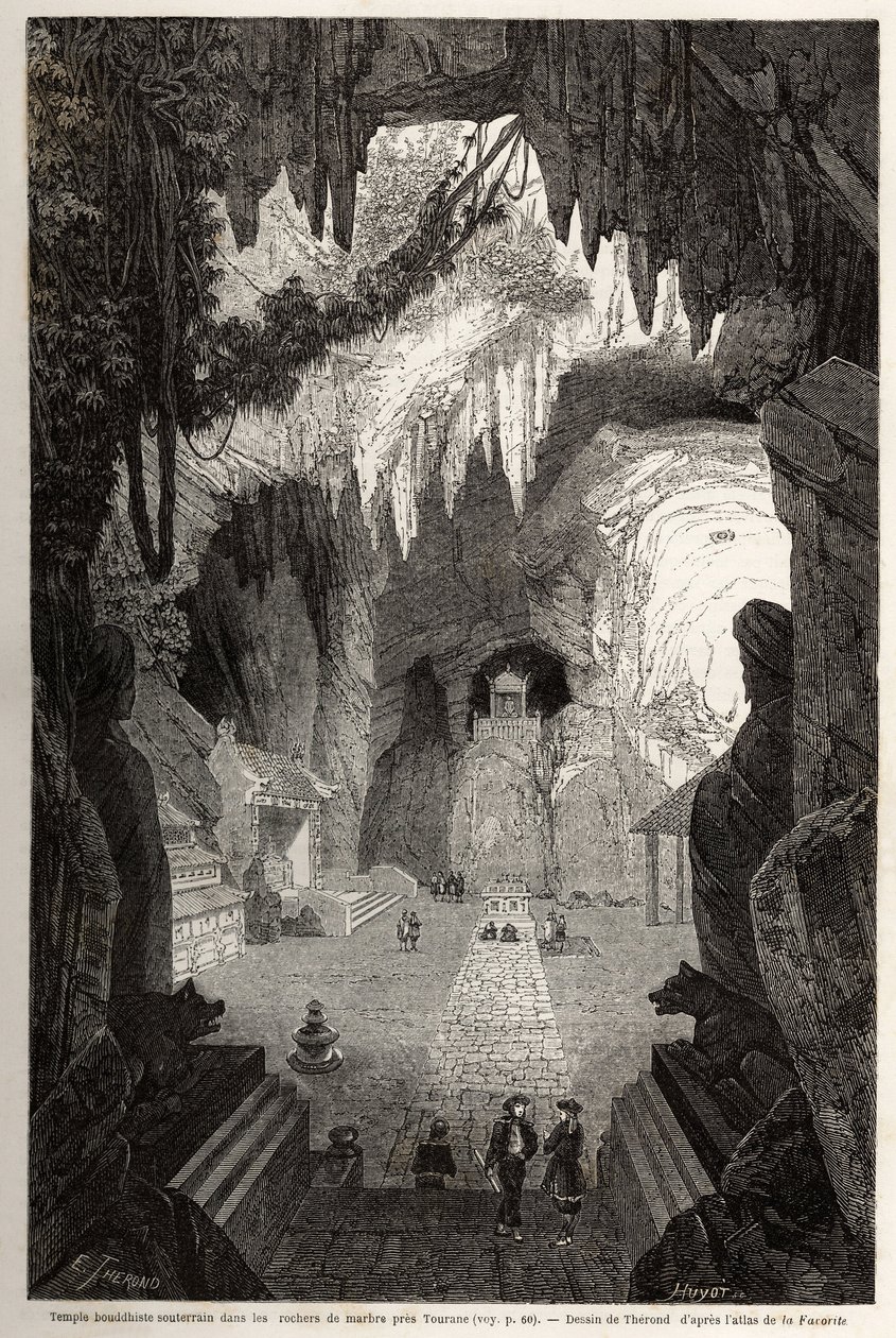 Tempio buddista sotterraneo nelle rocce di marmo vicino a Tourane da Emile Theodore Therond