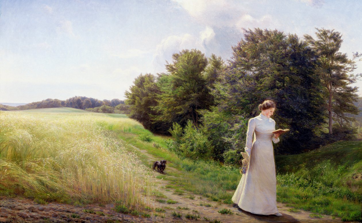 Signora in bianco che legge da Emilie Caroline Mundt