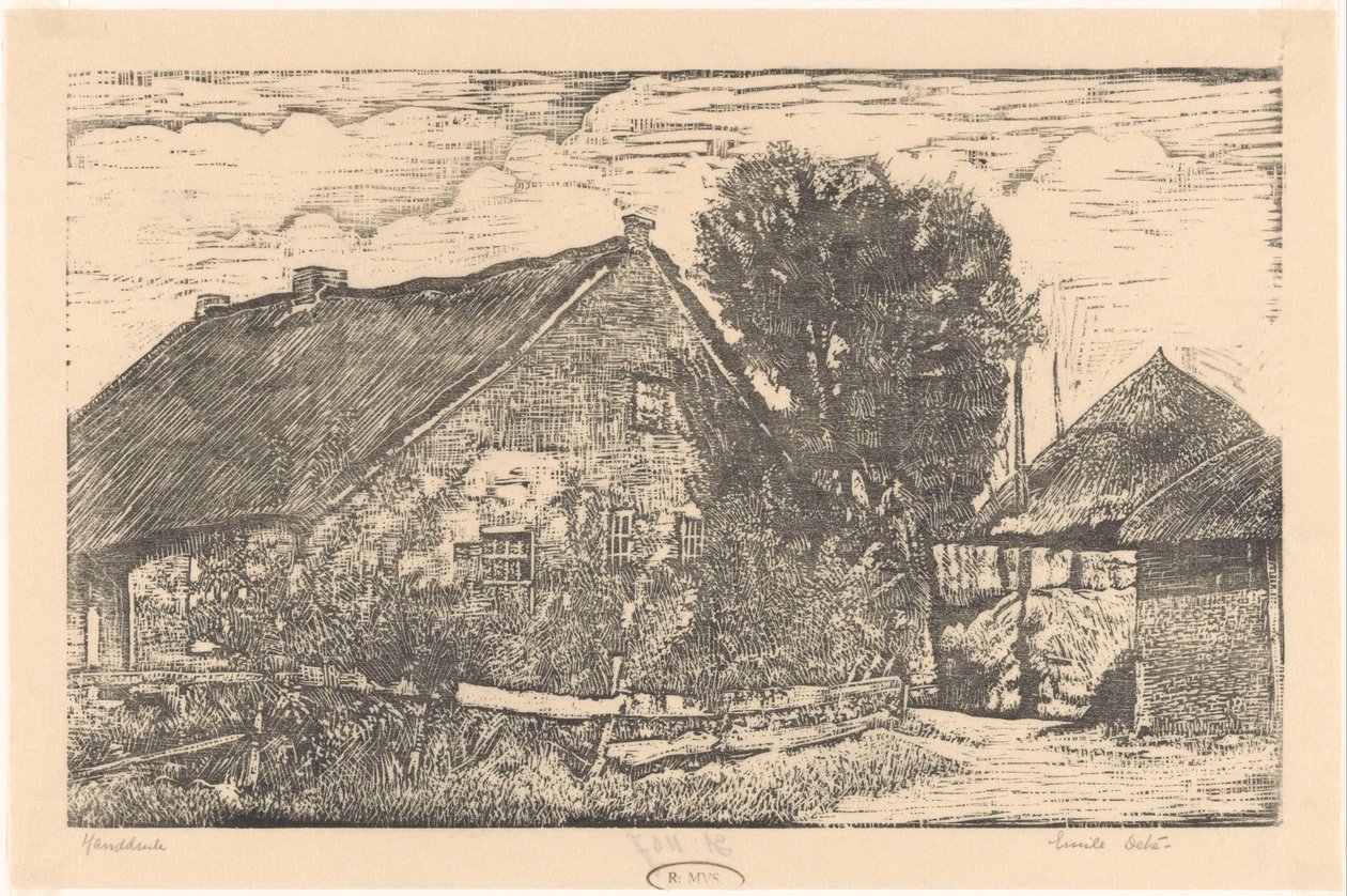 Fattoria con fienile da Emilius Wilhelmus Dehé (signed by artist)