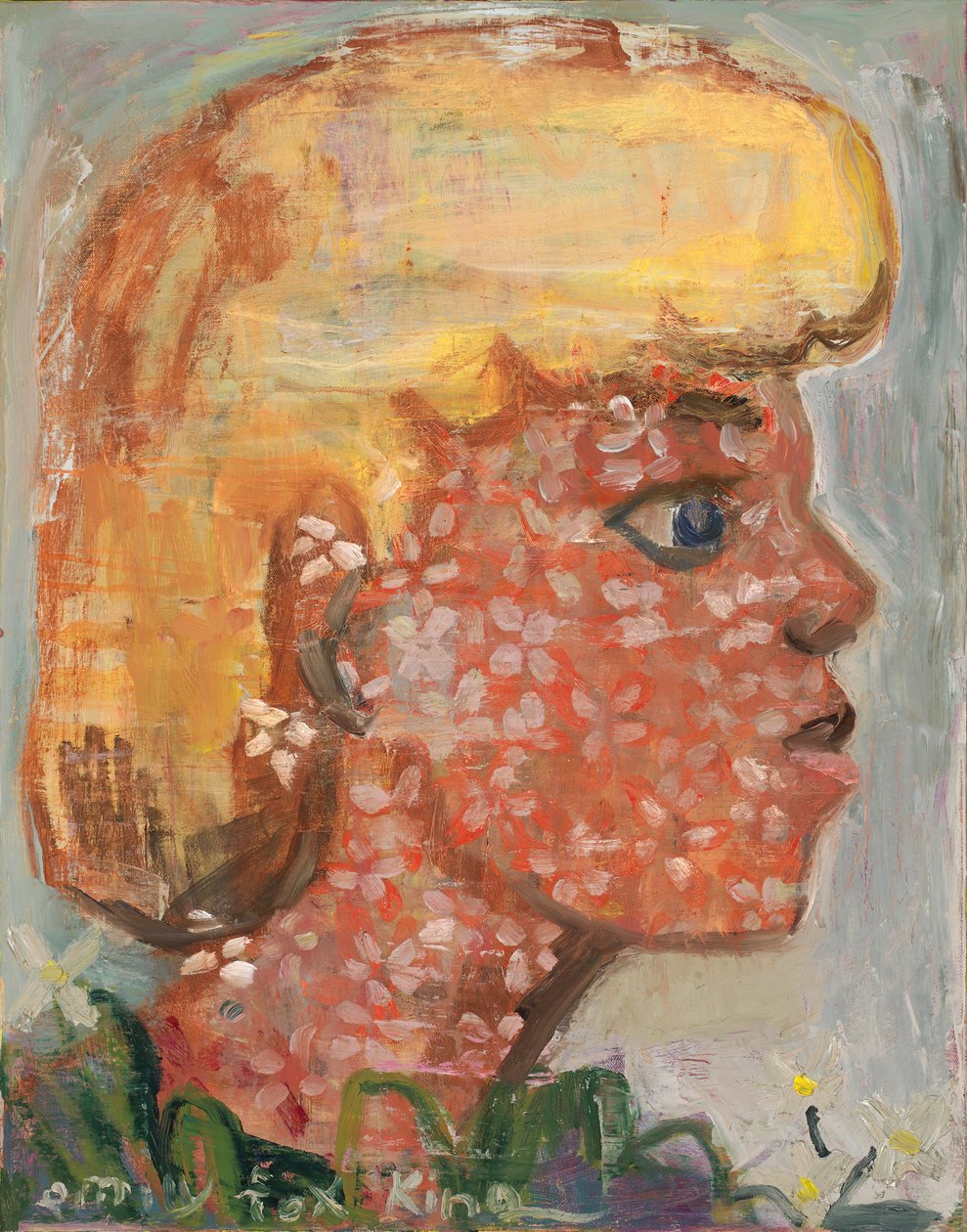gioventù in fiore, 2024 (olio e cera fredda su tela) da Emily Fox King