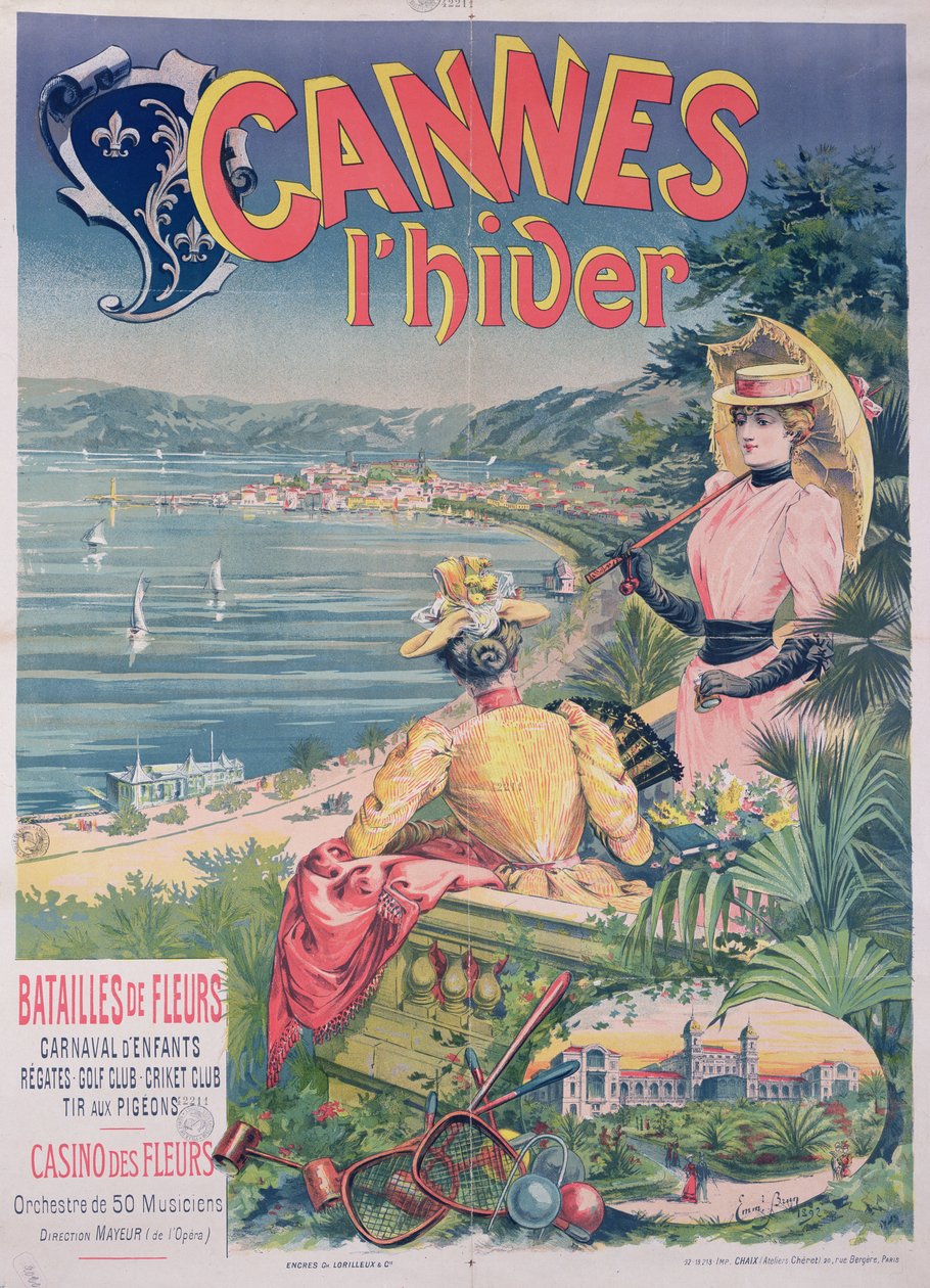 Poster pubblicitario per il Casino des Fleurs, Cannes in Inverno, 1892 da Emmanuel Brun