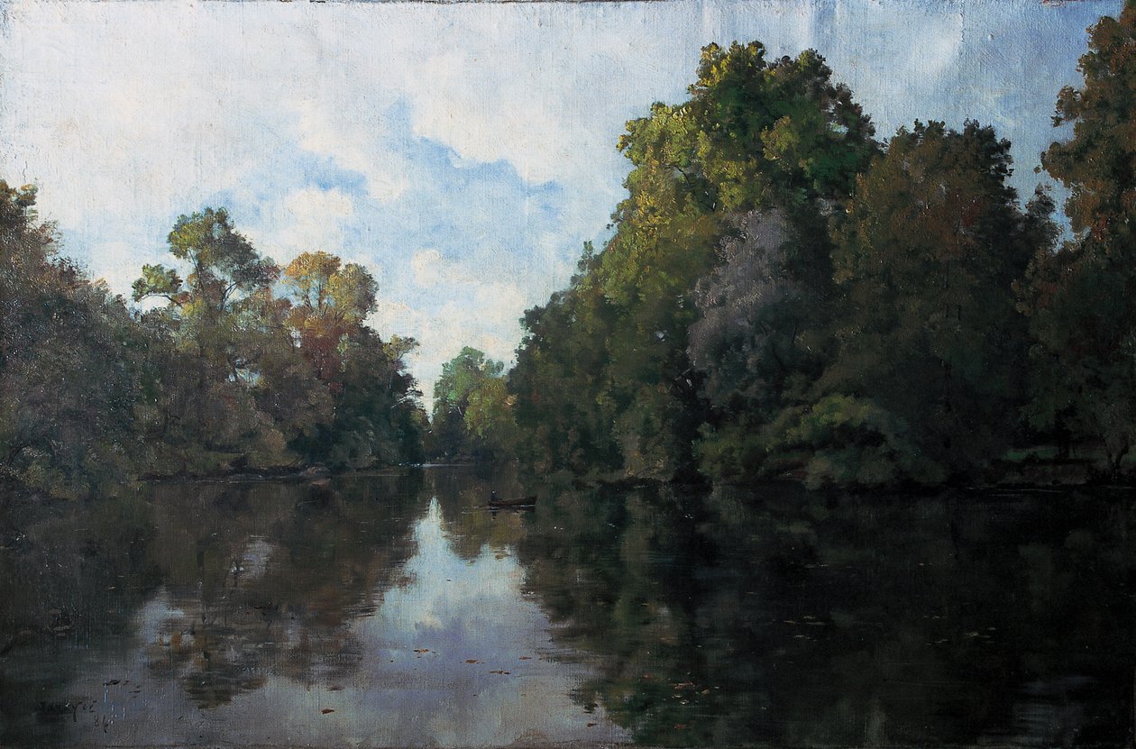 Clisson, La Sèvre vicino al mulino, gli alberi della Garenne Lemot da Emmanuel Lansyer