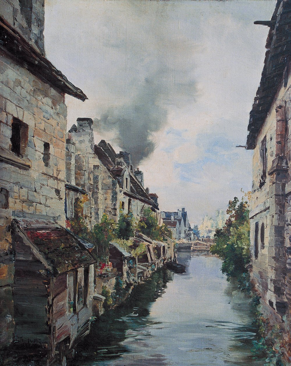Il Canale di Beaulieu, vista del ponte sulla strada da Loches a Beaulieu. 1891 da Emmanuel Lansyer