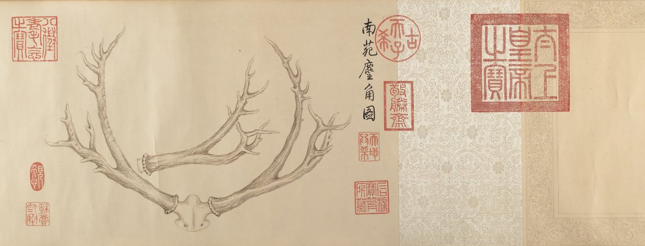 Due dipinti di corna di cervo da Emperor Qianlong