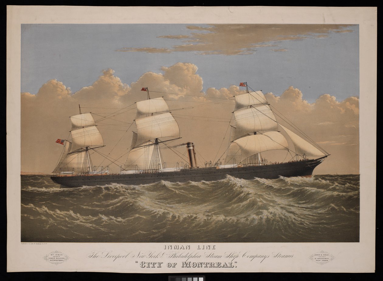 Inman Line, La nave a vapore City of Montreal della Liverpool, New York & Philadelphia Steam Ship Company da Endicott Endicott