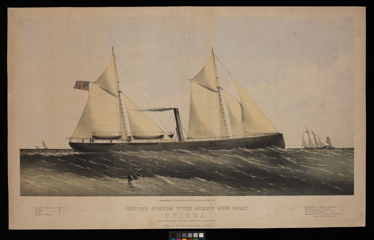 Gemella a vite degli Stati Uniti. Spirea. Costruita da Saml H Pouk Fairhaven Conn. 1864... da Endicott Endicott
