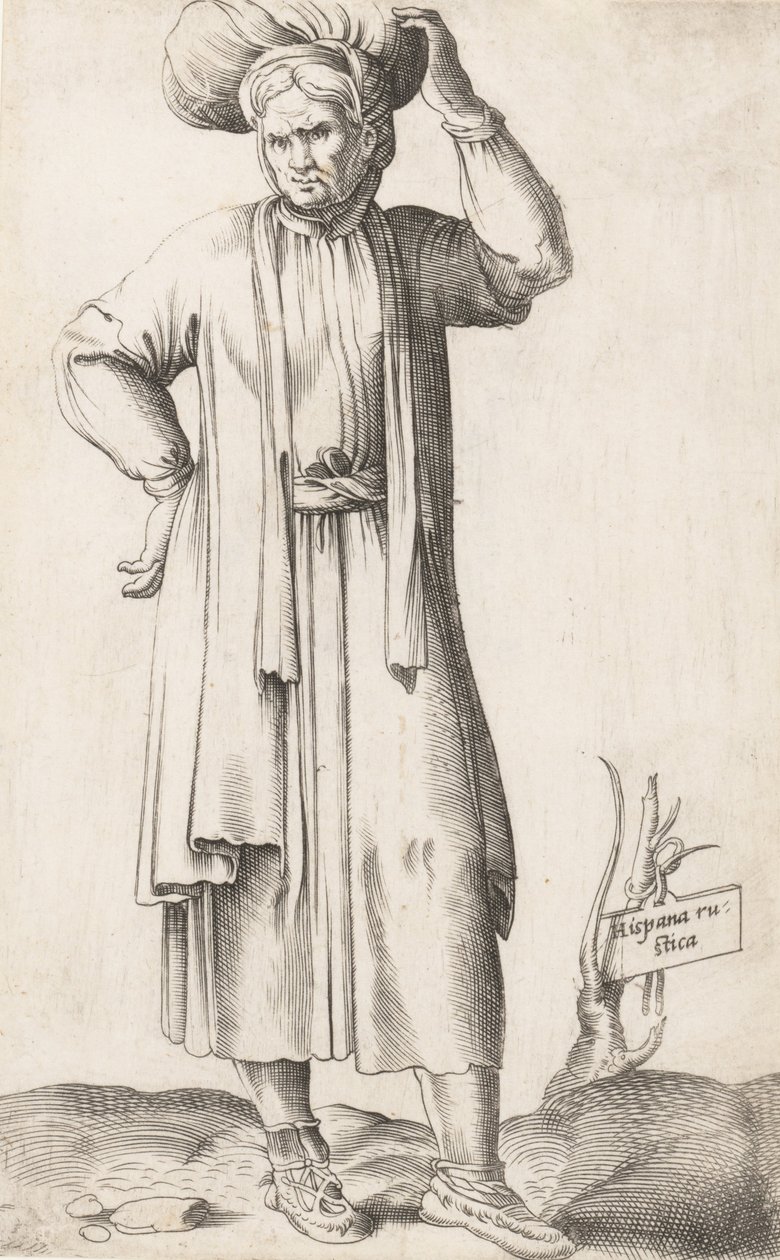 Tavola di Costume: Hispania Rustica con bucato sulla testa, ca. 1557-58 da Enea Vico