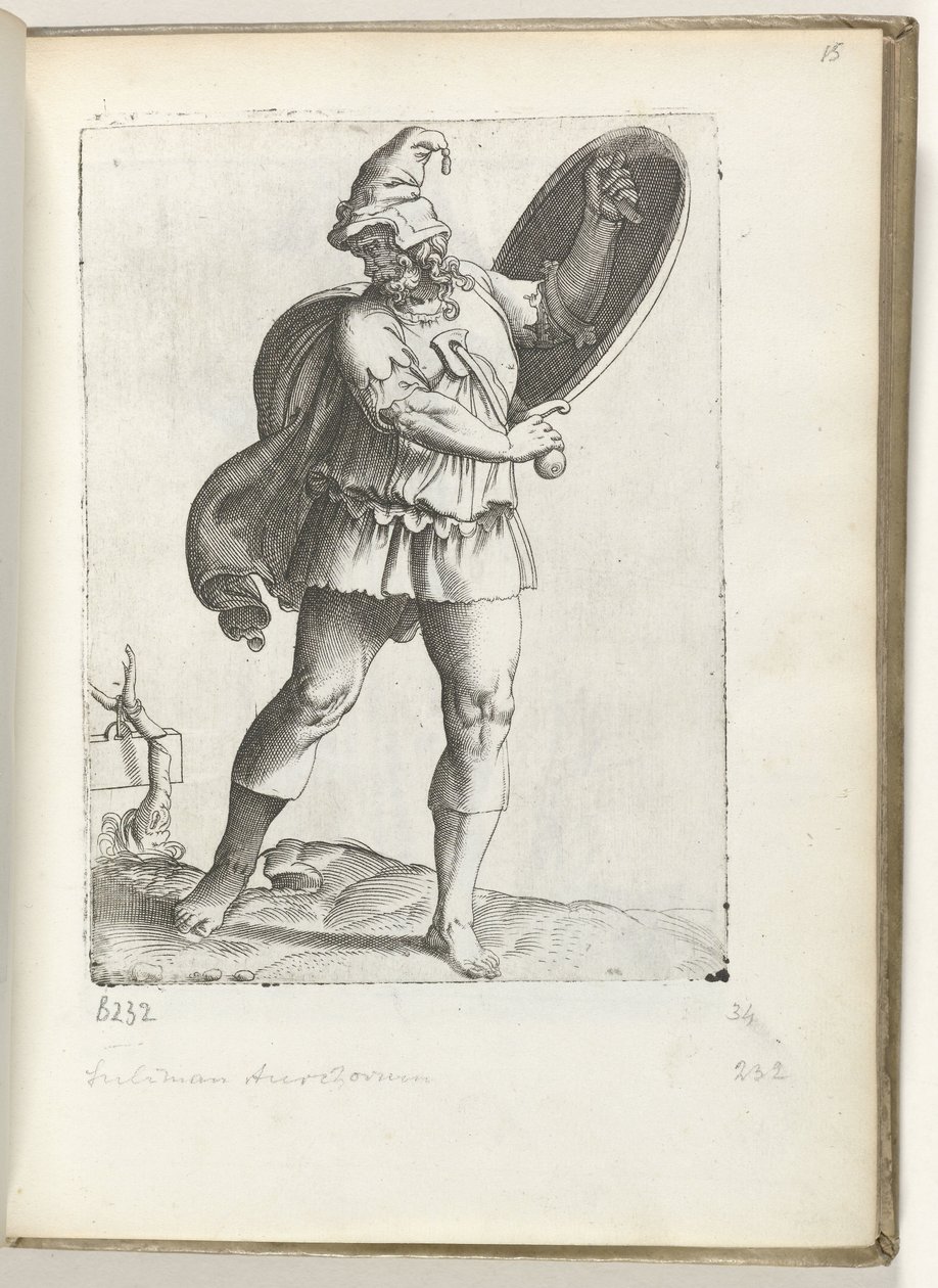 Guerriero spagnolo ca. 1550 (serie: Diversarum gentium nostrae aetatis habitus) da Enea Vico