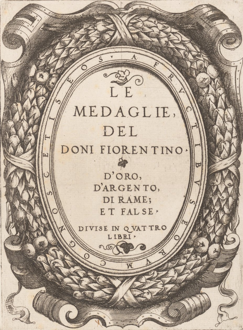 Piatto del titolo: Le Medaglie del Doni Fiorentino da Enea Vico