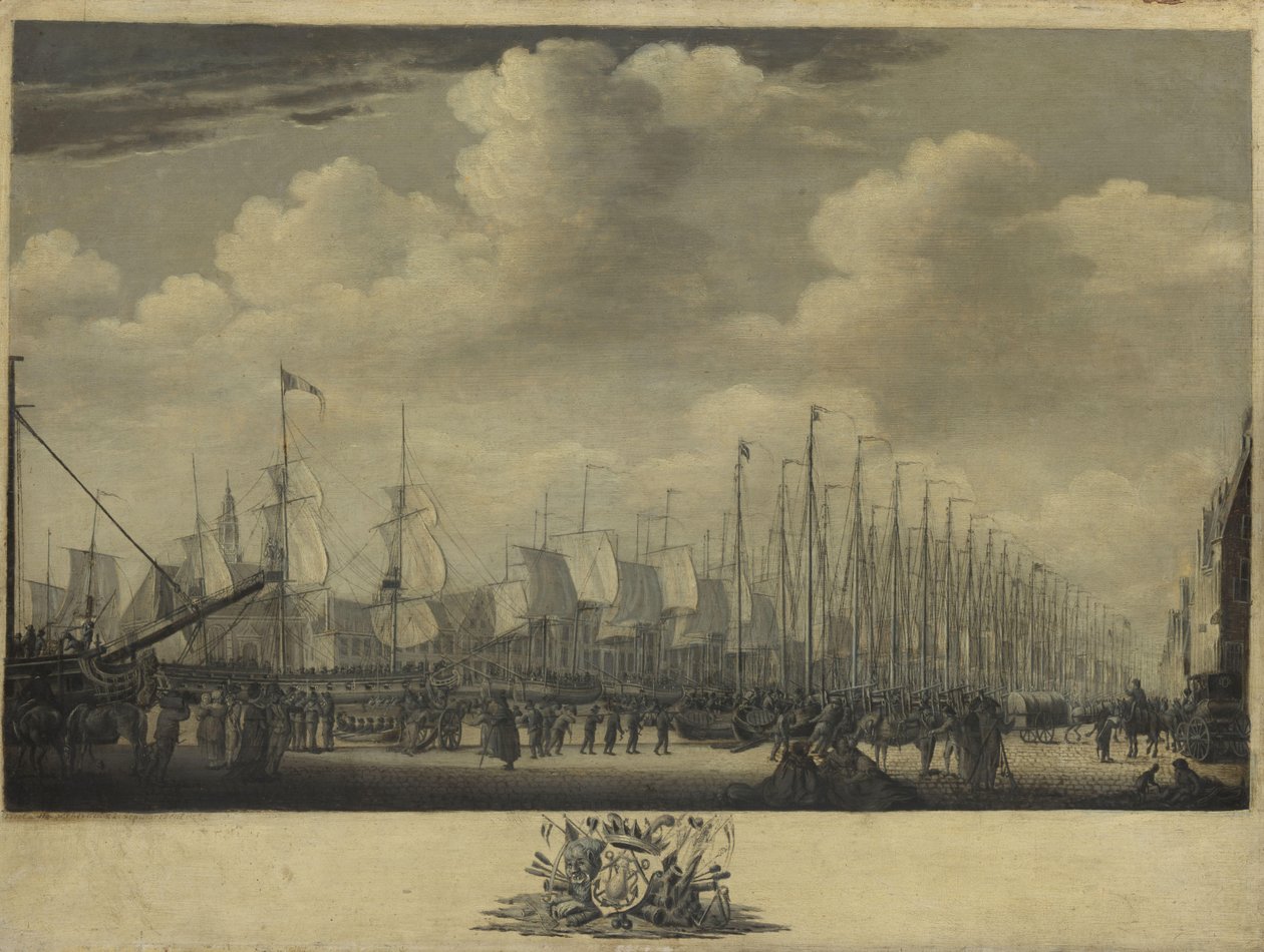 Raduno della flotta nel porto di Vlissingen, 1804 da Engel Hoogerheyden