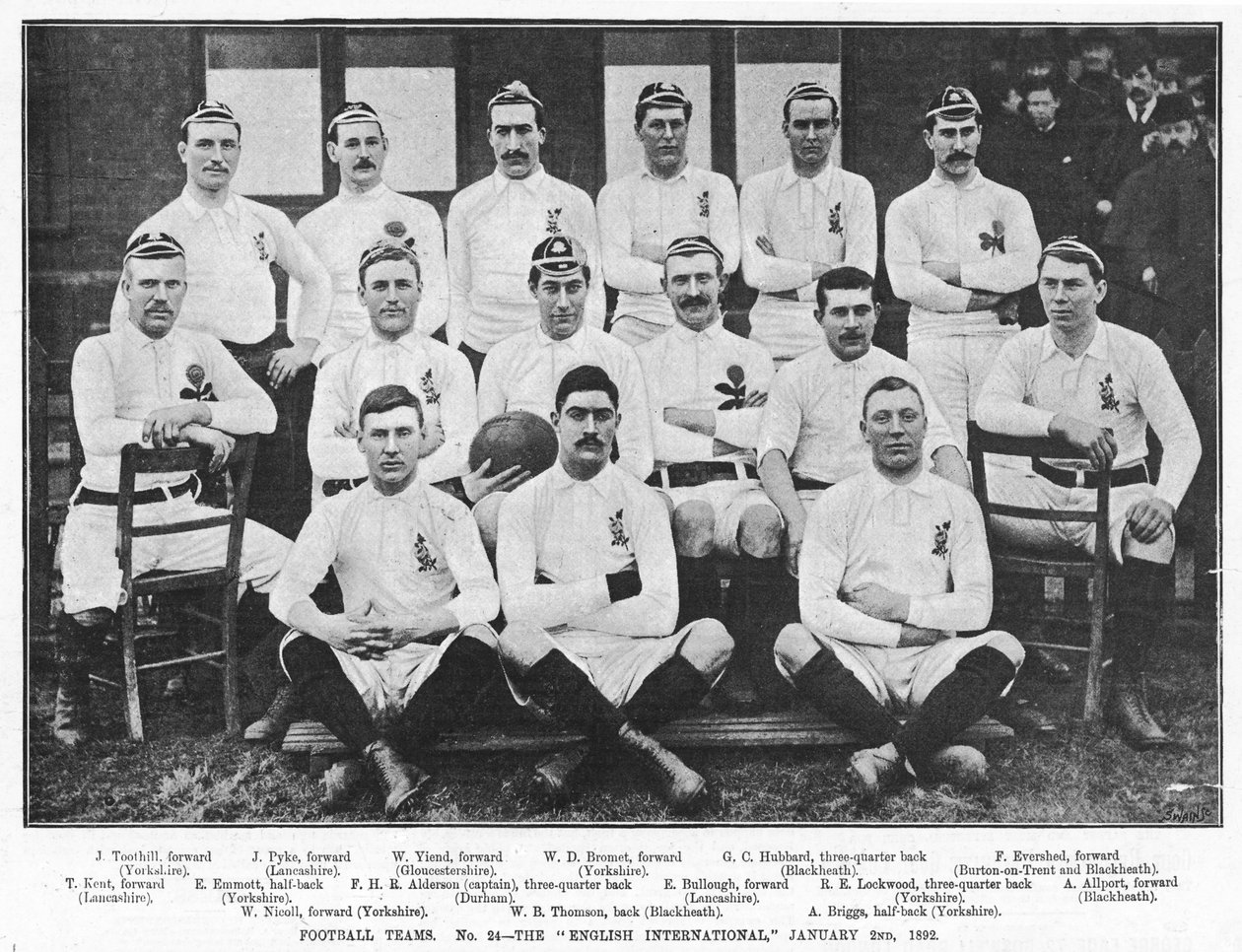 Squadra di calcio internazionale inglese, 2 gennaio 1892 da English Photographer