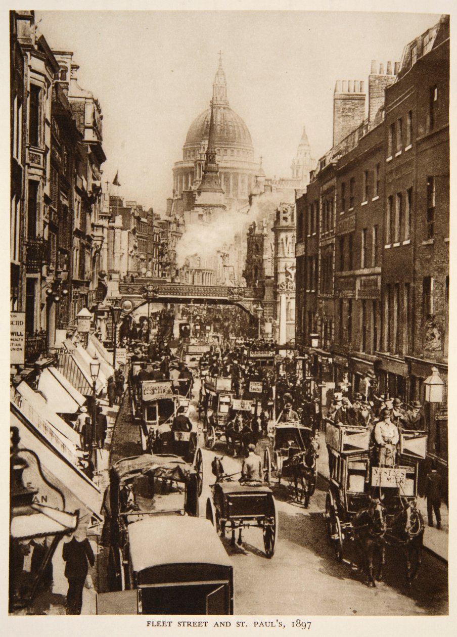 Fleet Street e St. Pauls, 1897, fotografia da The Times da English Photographer