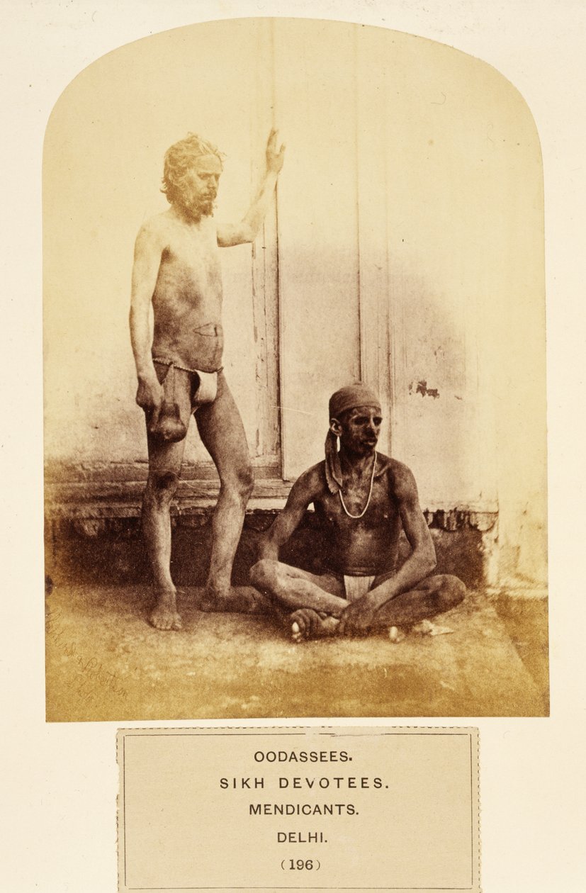 Oodassees, devoti sikh, mendicanti, Delhi, da The People of India, di J. Forbes Watson, pubblicato 1868 (albumen print) da English Photographer