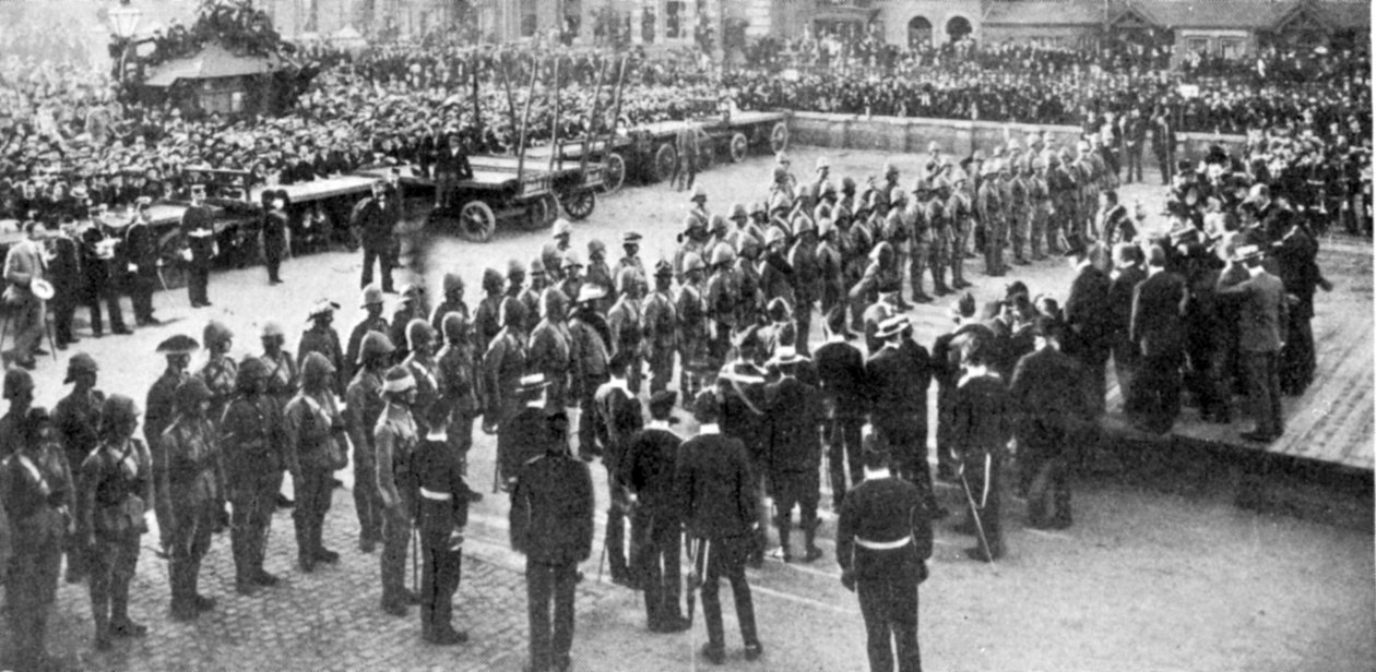 Il sindaco di Lincoln si rivolge ai volontari di Lincoln, illustrazione da The King, 25 maggio 1901 da English Photographer