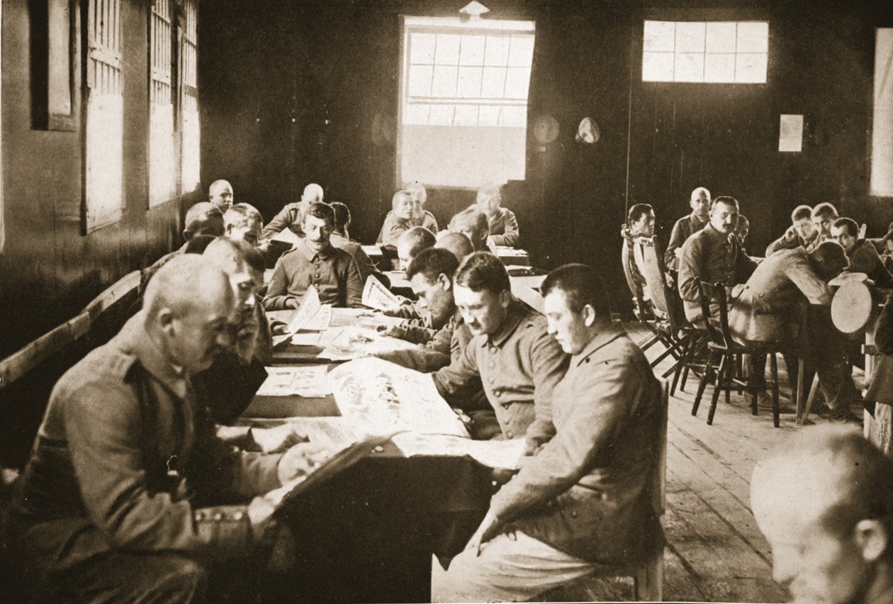 La Sala di Lettura, Dorchester, illustrazione da Prigionieri tedeschi in Gran Bretagna da English Photographer