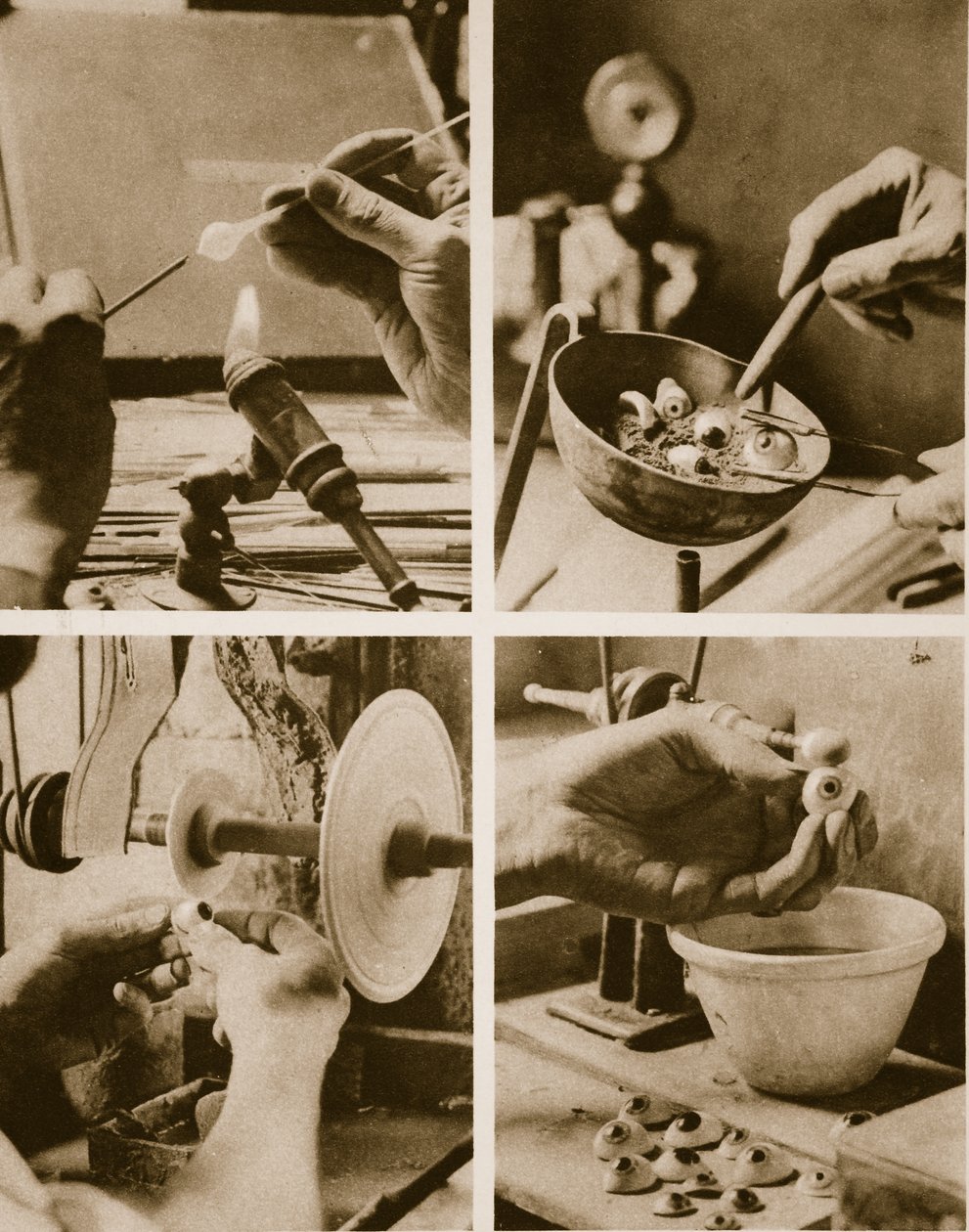 Il processo di fabbricazione di bulbi oculari di vetro colorato per i soldati di ritorno dalla Prima Guerra Mondiale da English Photographer