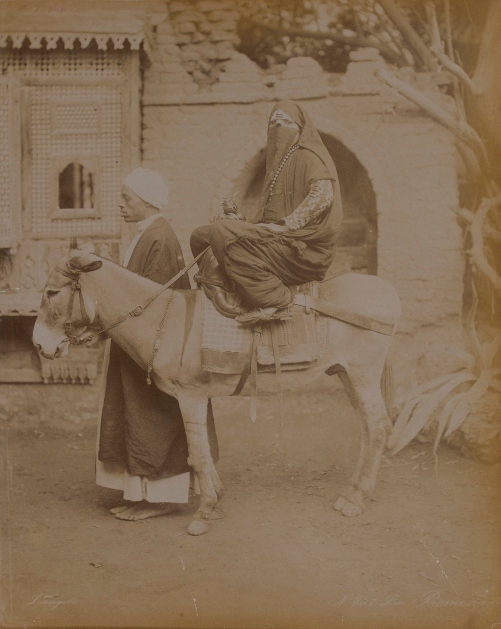 Donna su un asino, Il Cairo, 1893 da English Photographer