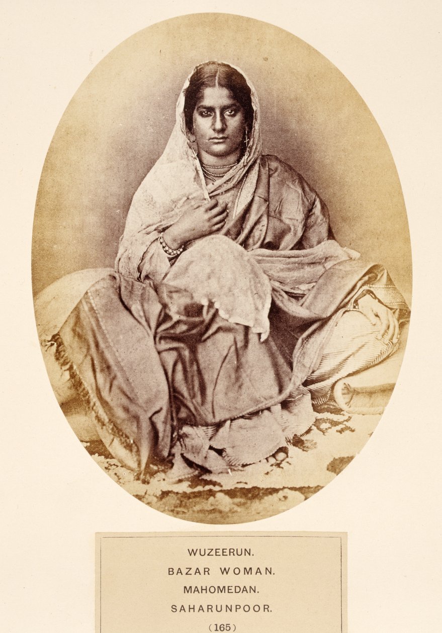 Wuzeerun, Donna del Bazar, Mahomedana, Saharunpoor, da The People of India, di J. Forbes Watson, pubblicato nel 1868 da English Photographer