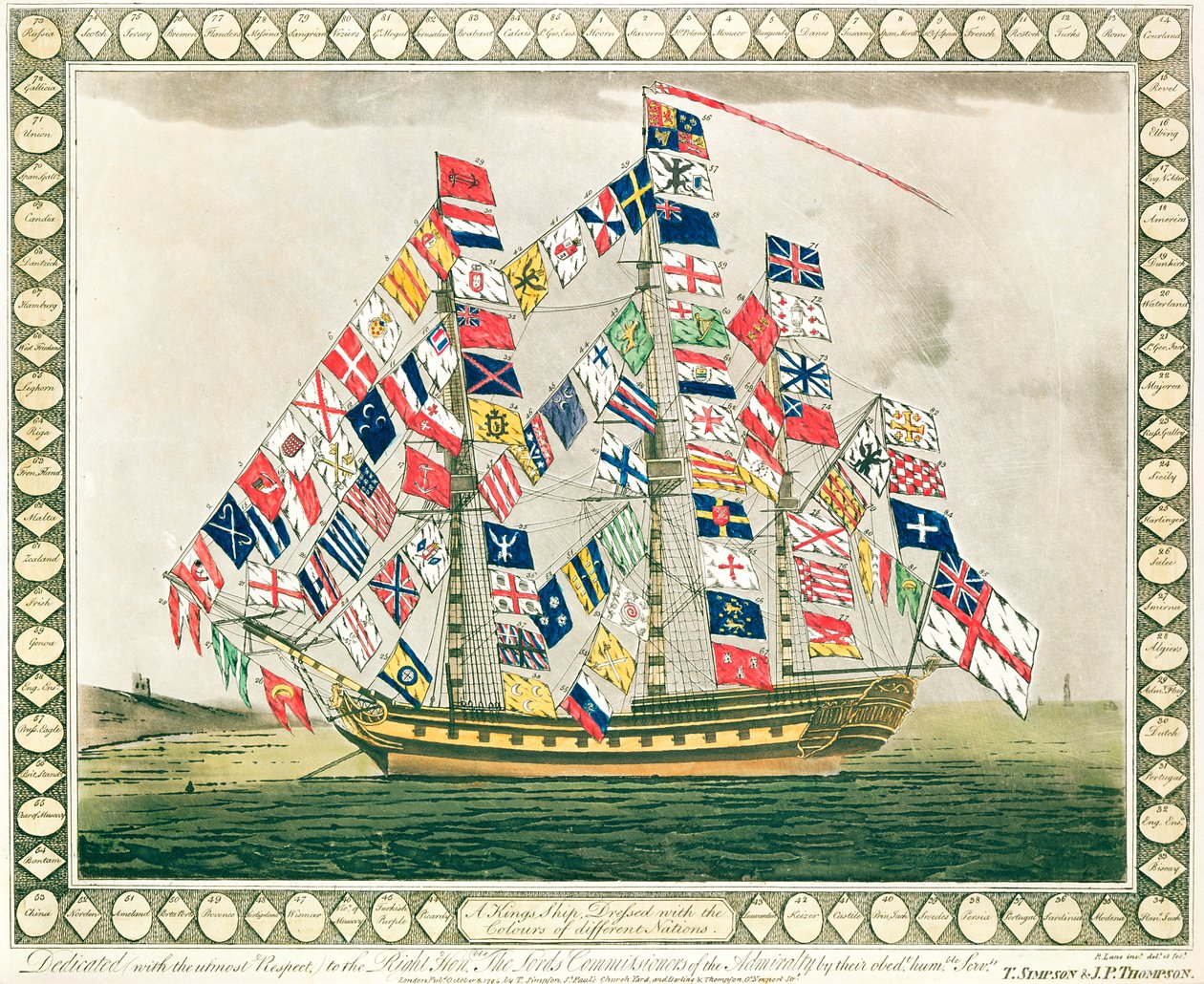Una nave reale vestita con i colori di diverse nazioni, 6 ottobre 1794 da English School