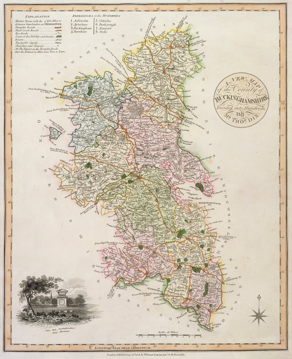 Nuova mappa della contea di Buckinghamshire da English School