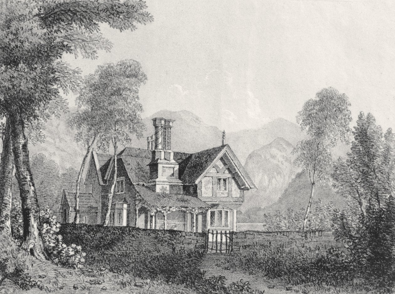 Un cottage in un paesaggio, dal quaderno di Michael Faraday, 1825 da English School