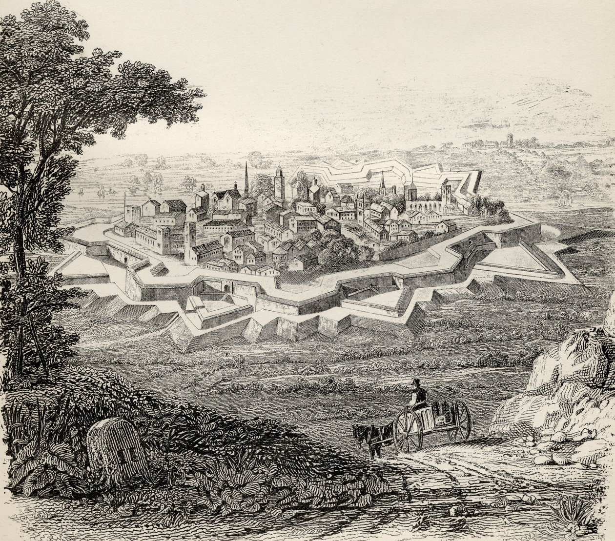 Una città protetta da difese a bastione, da 