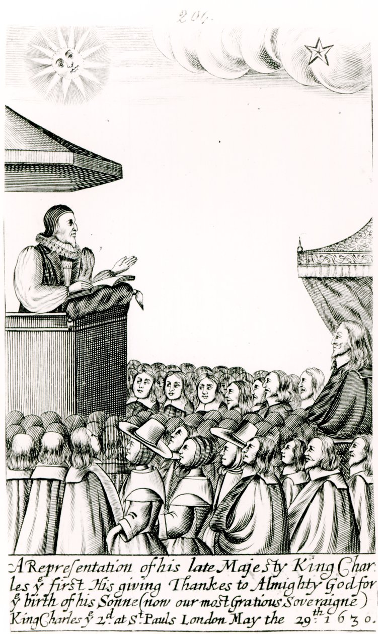Annuncio della nascita del figlio di Carlo I, 1630 da English School