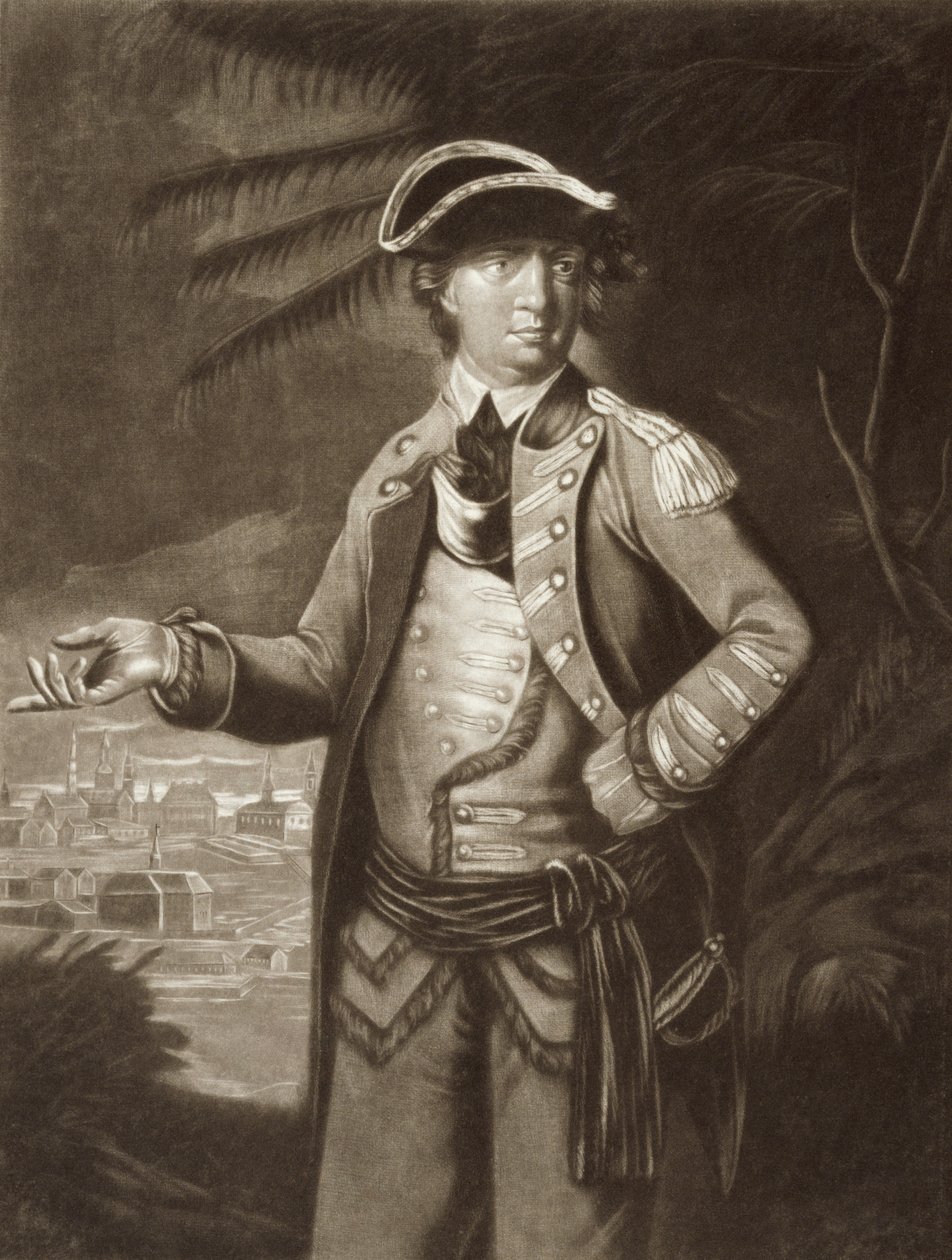Benedict Arnold, dopo un ritratto del 1766 con Quebec sullo sfondo da English School