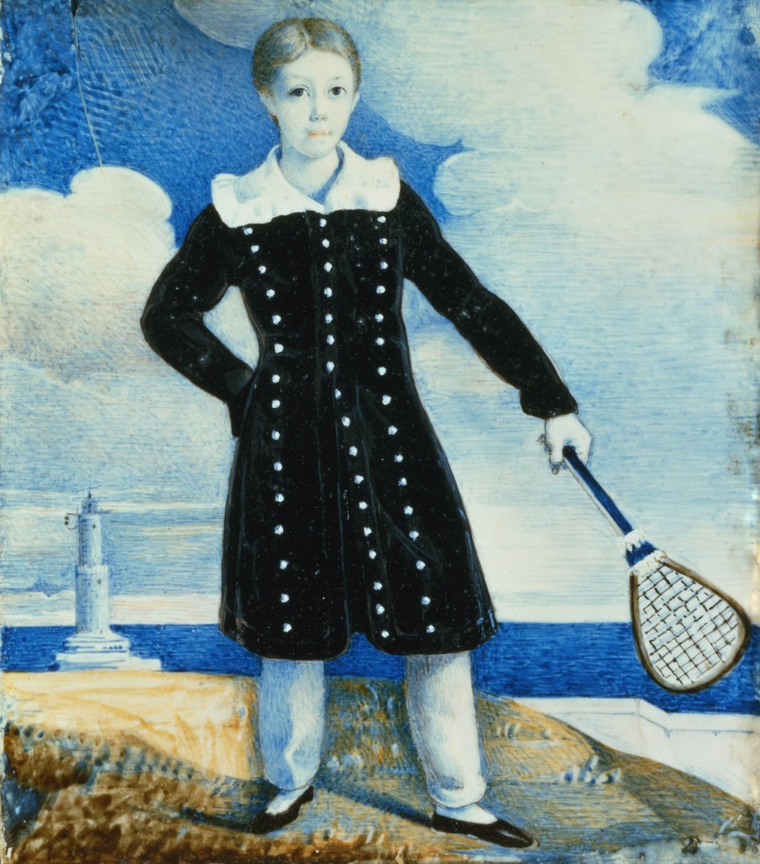 Ragazzo con racchetta da badminton da English School