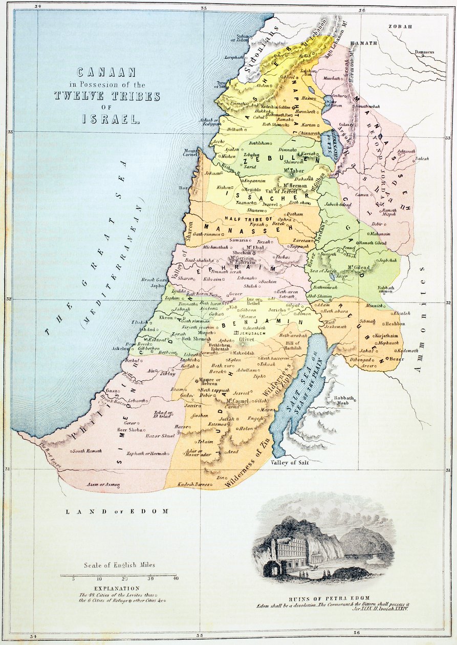 Canaan come fu divisa tra le dodici tribù di Israele da English School