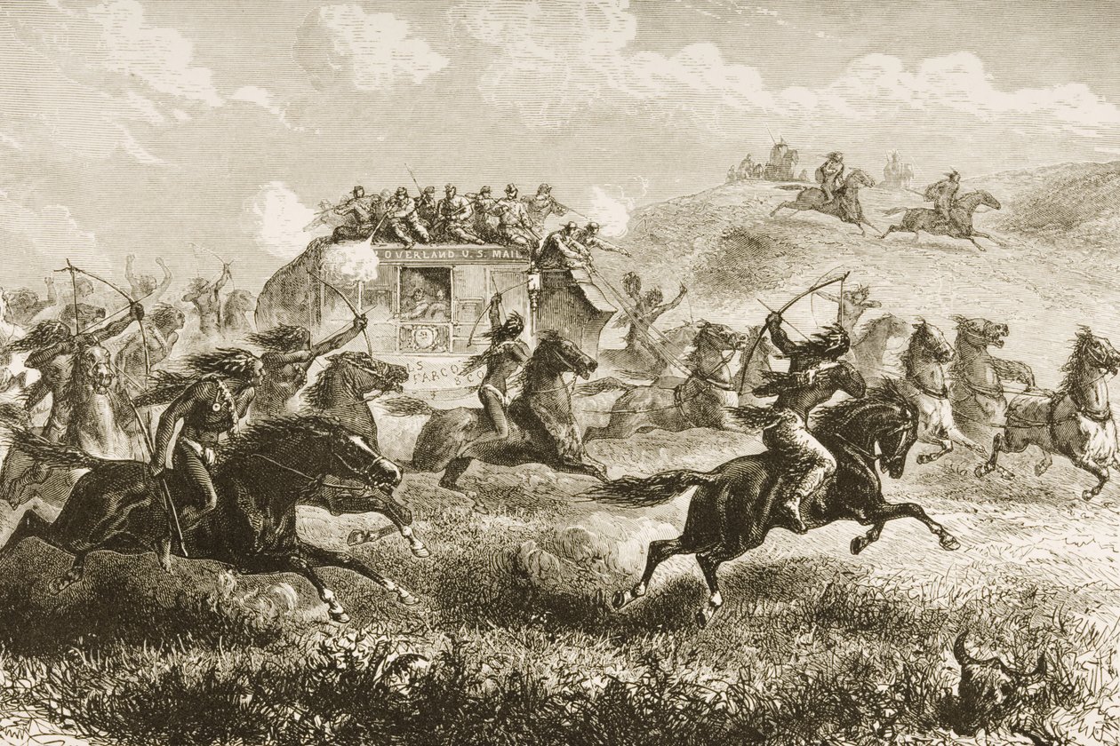 Trasporto della posta degli Stati Uniti attraverso la Sierra Nevada nel 1860, da 