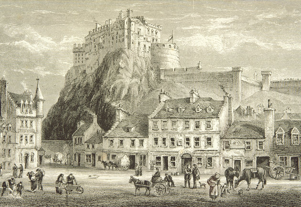 Castello e Grassmarket, Edimburgo nel c.1880, da 