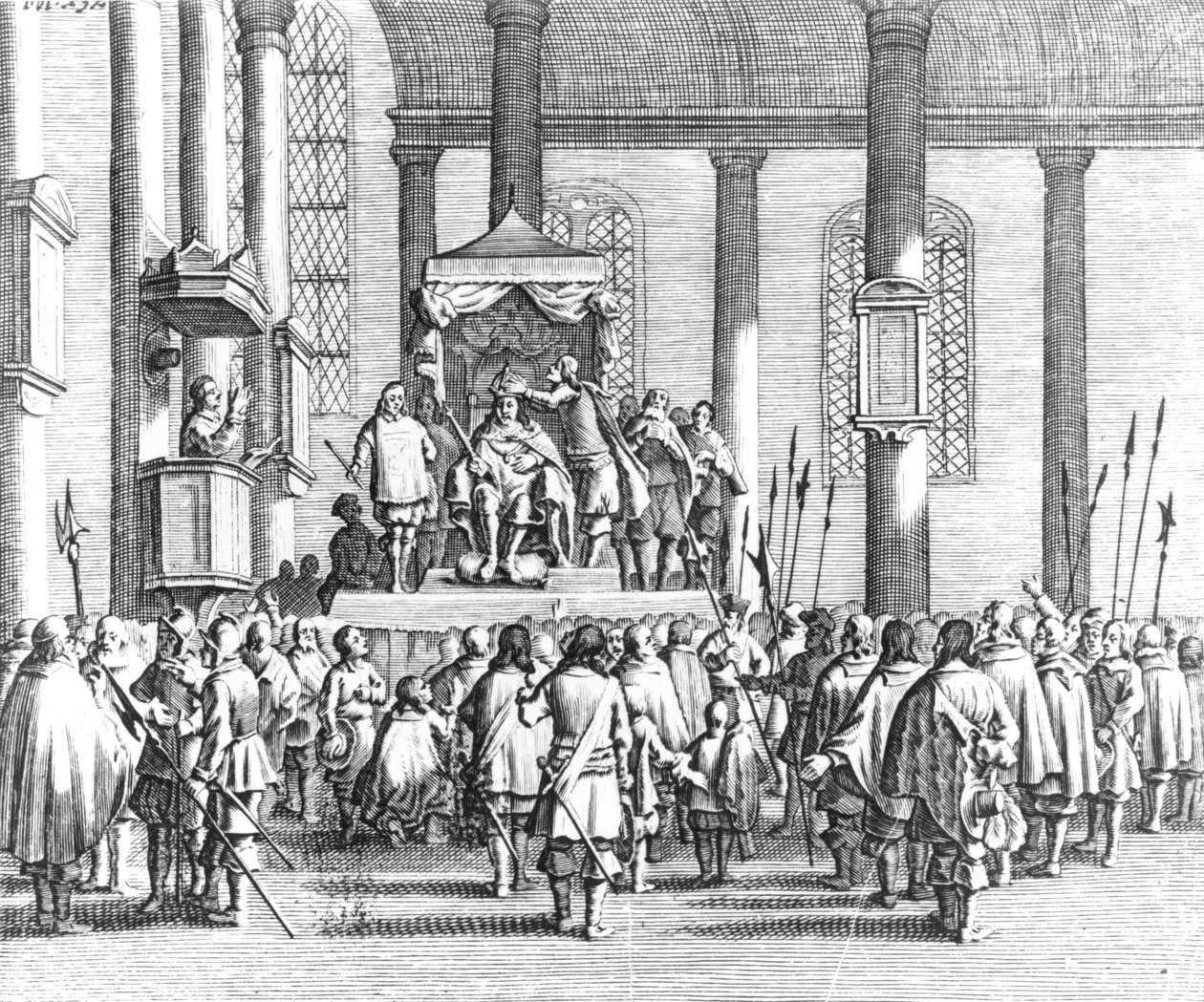 Carlo II (1630-85) incoronato a Scone, 1651 da English School