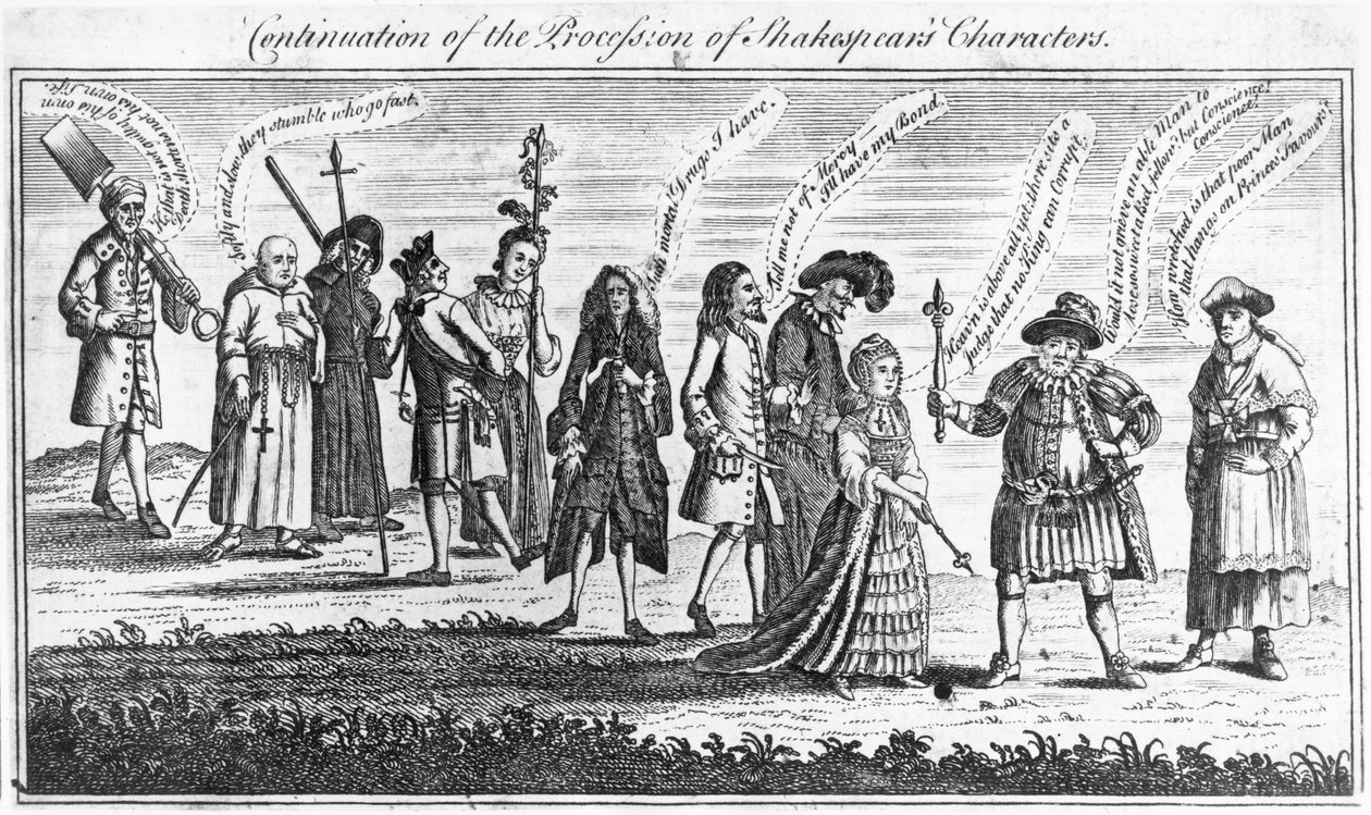 Continuazione della Processione dei personaggi di Shakespeare durante le celebrazioni del Giubileo, 1769 da English School