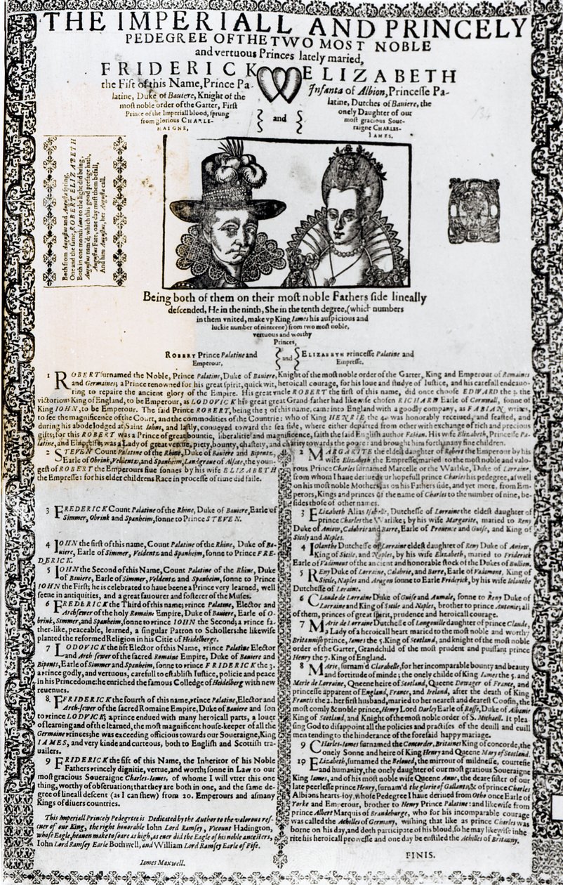 Dichiarazione del matrimonio di Federico V ed Elisabetta di Boemia da English School