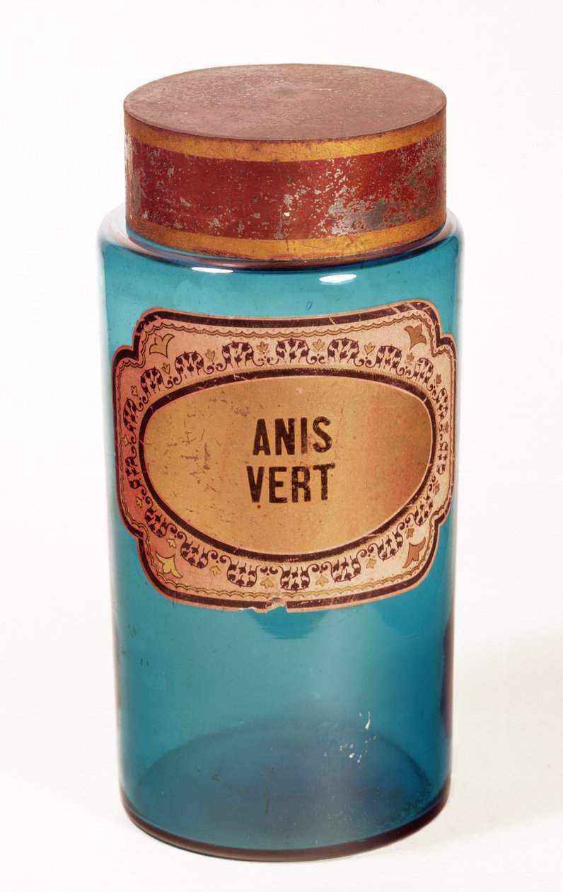 Vaso per farmaci con etichetta per Anis Vert (c.1860) da English School