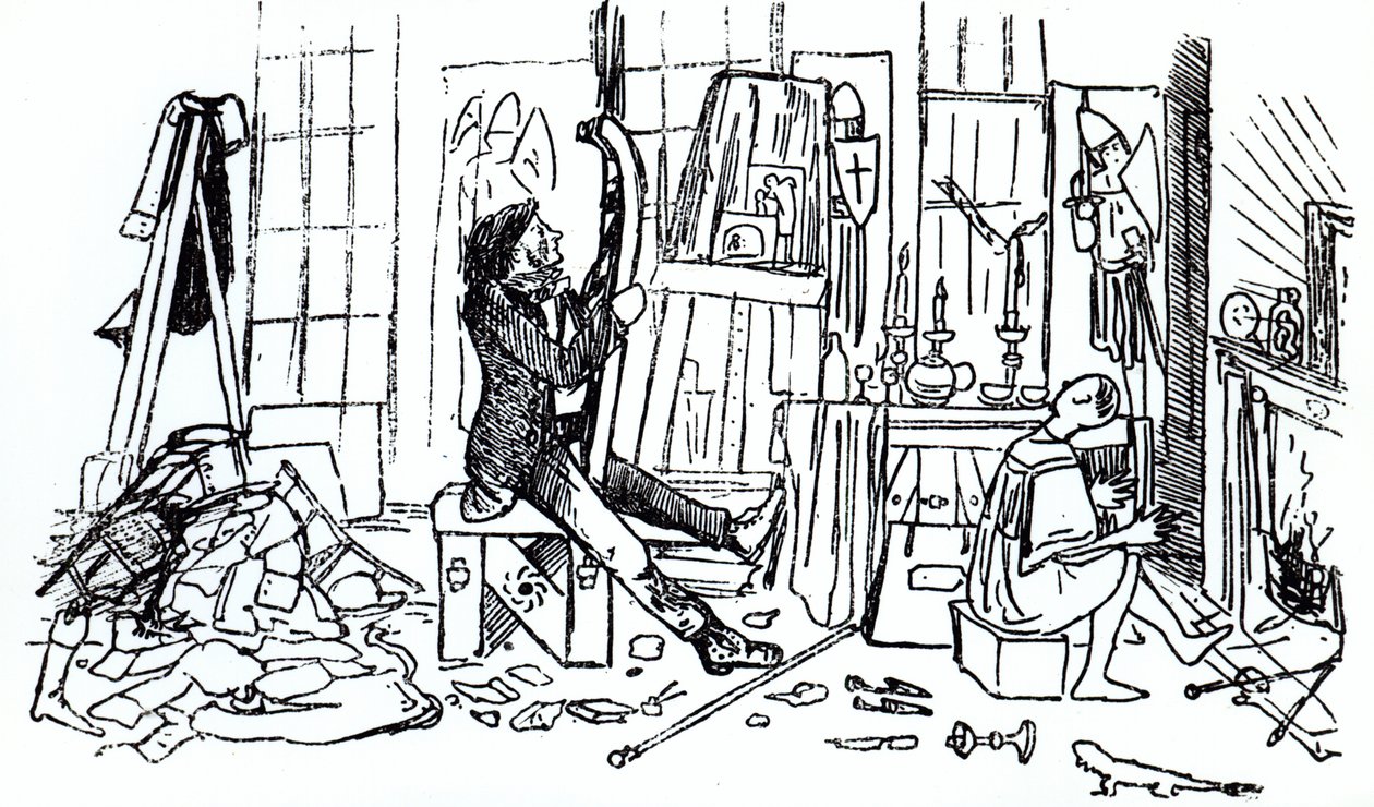 Edward Burne-Jones al lavoro nel suo studio a 17 Red Lion Square, Londra, c.1857 da English School